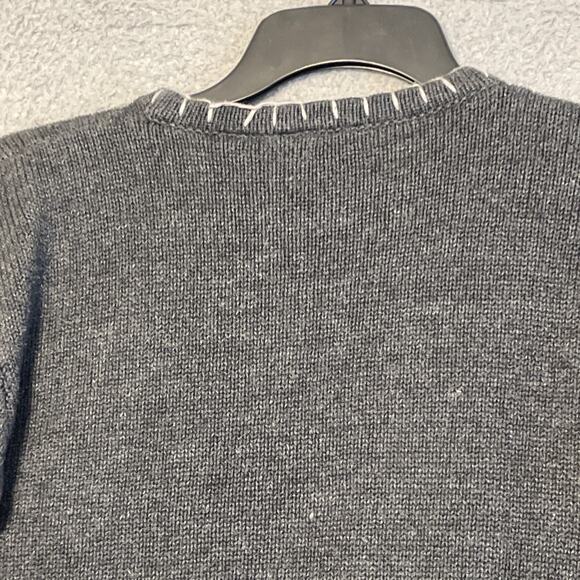 Vintage Ugly Christmas Sweater Grey Knit Ramie Cotton Blend Size Small Crew Neck - Picture 15 of 15